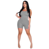 Women's Sleeveless Solid Color Ribbed Playsuit