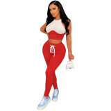 Women's Casual Set Fashion Colorblock Two Piece Pants Set