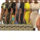 Women's Sexy Printed Short Sleeve Drawstring Slit Dress