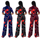 Sexy Ladies Plus Size Fashion Casual Print Jumpsuit