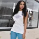 Women Summer Round Neck Print Slit Zipper T-Shirt