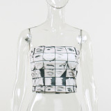 Summer Women Fashion Sexy Slim Print Vest