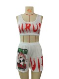 Printed Tank Top Casual Sports Shorts Basketball Suit