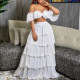 Women's summer tube top ruffle top skirt two-piece suit