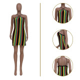 Women's Casual Colorful Striped Knit Slip Dress