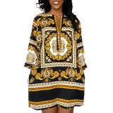 Summer Plus Size Women Casual Loose Printed Dress