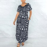 Plus Size Women Solid Casual Loose Long Dress