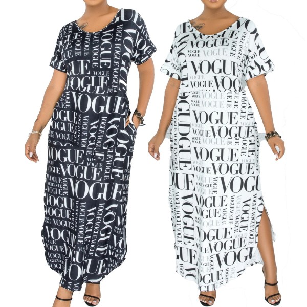 Plus Size Women Solid Casual Loose Long Dress