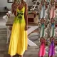 Summer Women Casual Letter Tie Dye Flower Print Long Dress
