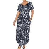 Plus Size Women Solid Casual Loose Long Dress