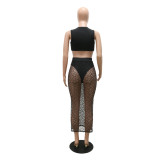 Fashion Sexy Sling Hollow See-through Skirt + Top Including Panties