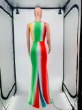 Sexy Fashion Digital Print V-Neck Dress
