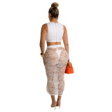 Fashion Sexy Sling Hollow See-through Skirt + Top Including Panties