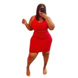 Plus Size Women Casual Top And Dress Two Piece