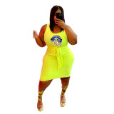 Plus Size Women Lip Bandage Sleeveless Dress