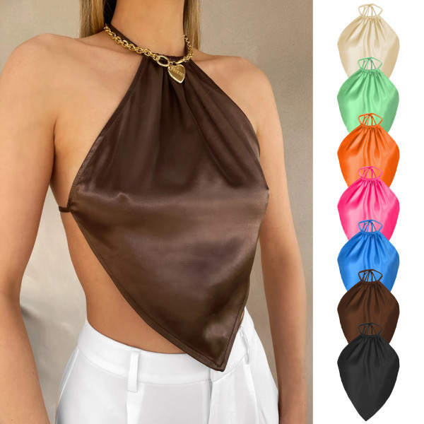 Spring/Summer Solid Color backless halter Straps Women's Top