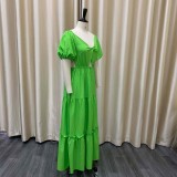 Women's summer V-neck solid color strapless backless sexy dress plus size dress