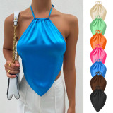 Spring/Summer Solid Color backless halter Straps Women's Top