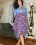 Women's Irregular Large Pocket Plaid Skirt