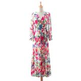 Summer Lantern Sleeve V-Neck Print Dress