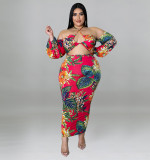Plus size women's summer suspenders sexy off-the-shoulder off-the-Cropped dress