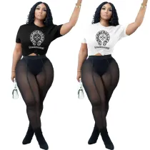 Women's Sexy Mesh Trousers Fashion Casual Top Two Piece Set
