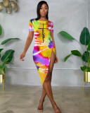 Women's Summer Fashion Tie Dye Letter Print Irregular Dress