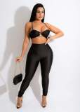 Women Summer Elastic Straps Top And Pants Sexy Two-Piece Set