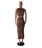 Women's Summer Fashion Leopard Print Sexy Low Back Sleeveless Dress