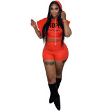 Women's Summer Casual Hoodie Letter Tracksuit Two Piece