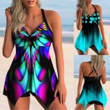 Bikini Square Leg Suit High Waist Print Cover Two Pieces Swimsuit