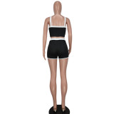 Women's Summer Suspender Contrast Sexy Slim Waist Two Piece