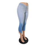 Women Fashion Pleated Split Jeans