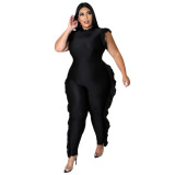 Women's Plus Size Women's Casual Print Sleeveless Ruffles Jumpsuit Women