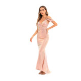 Women's Long Dress Deep V Neck Symphony Sequin Dress