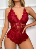 Lace one-piece hollow sexy pajamas sexy lace sexy lingerie one-piece Teddy lingerie