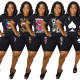 Sexy Slim Fit Print Short Sleeve T-Shirt And Shorts Two-Piece Set