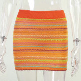 Multi-Color Striped Woven Skirt Women's Summer Comfort Casual Skirt