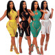 Women's Spring Summer Nightclub Sexy Knitting Sweater Cutout Jumpsuit