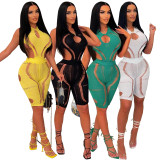 Women's Spring Summer Nightclub Sexy Knitting Sweater Cutout Jumpsuit