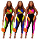 Women's Suit Fashion Multicolor Patchwork Mesh Two Piece Set