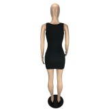 Fashion Solid Color Sexy Tight Fitting Stretch V-Neck Dress