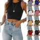 Summer Casual Pullover Round Neck Slim Fit Women's Sleeveless Crop Tank
