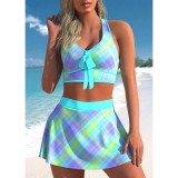 Plus Size Women Printed Knotted dress BikiniTwo Pieces