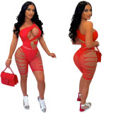 Fashion Sexy Cutout Bandeau Top Tight Fitting Irregular Tight Fitting Two Piece Set