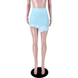 Women's Nightclub Mini Skirt Sexy Ribbed Print Irregular Skirt