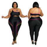Fashion Sexy Bandeau Top Open Back Tight Fitting Tight Fitting Plus Size Two Piece Set
