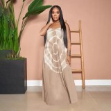Women's Sexy Positioning Print Straps Loose Casual Maxi Dress
