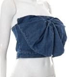Women's Summer Bow Knot Tube Top Strap Crop Vest T-Shirt Top Women