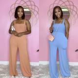 Women's Tube Top High Waist Sling Summer Sleeveless Jumpsuit Casual Pants